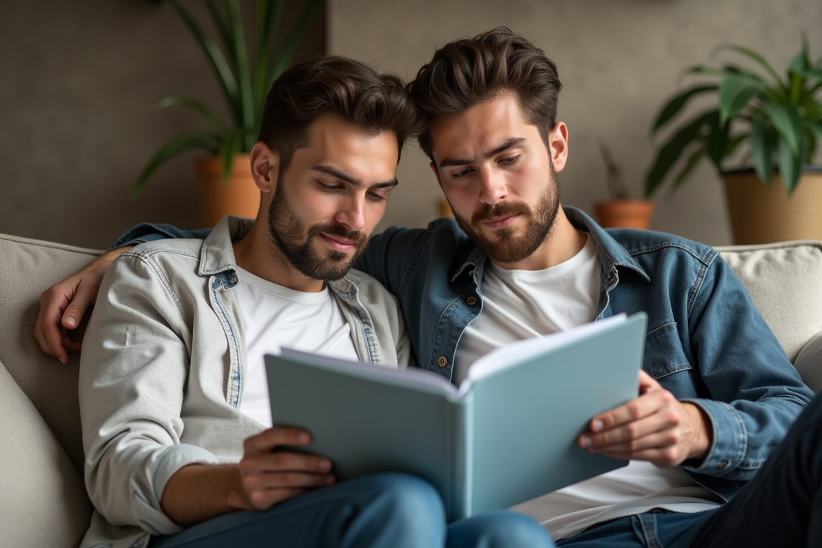 Jeune couple vérifiant un dossier d