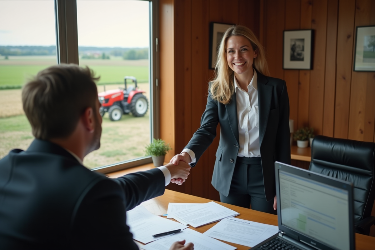 Femme d affaires saluant un conseiller rural