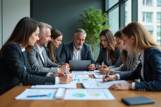 Groupe de professionnels en réunion d'affaires